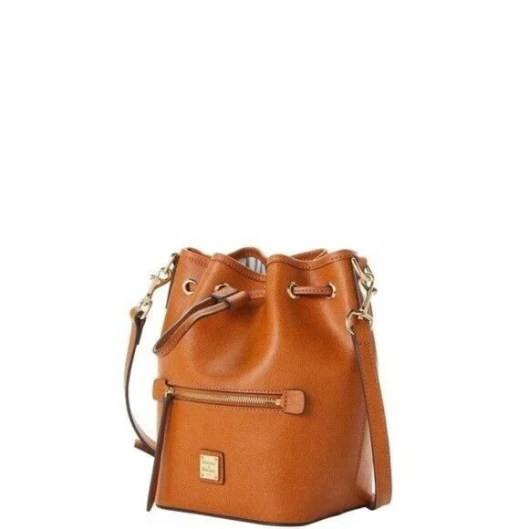 Dooney & Bourke Brown Saffiano Small Drawstring Crossbody Bag - Picture 3 of 9